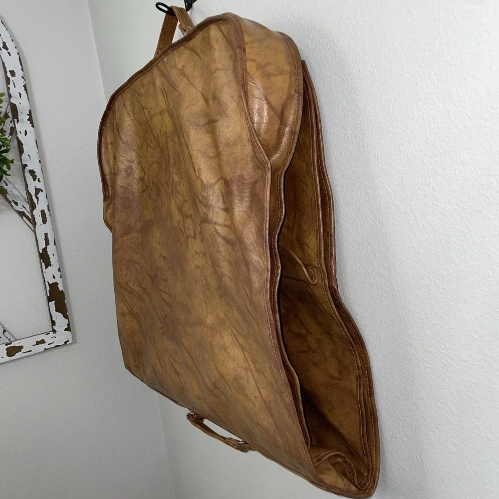 Vintage AMERICAN TOURISTER Luggage Garment Suit‎ Bag Faux Brown Leather